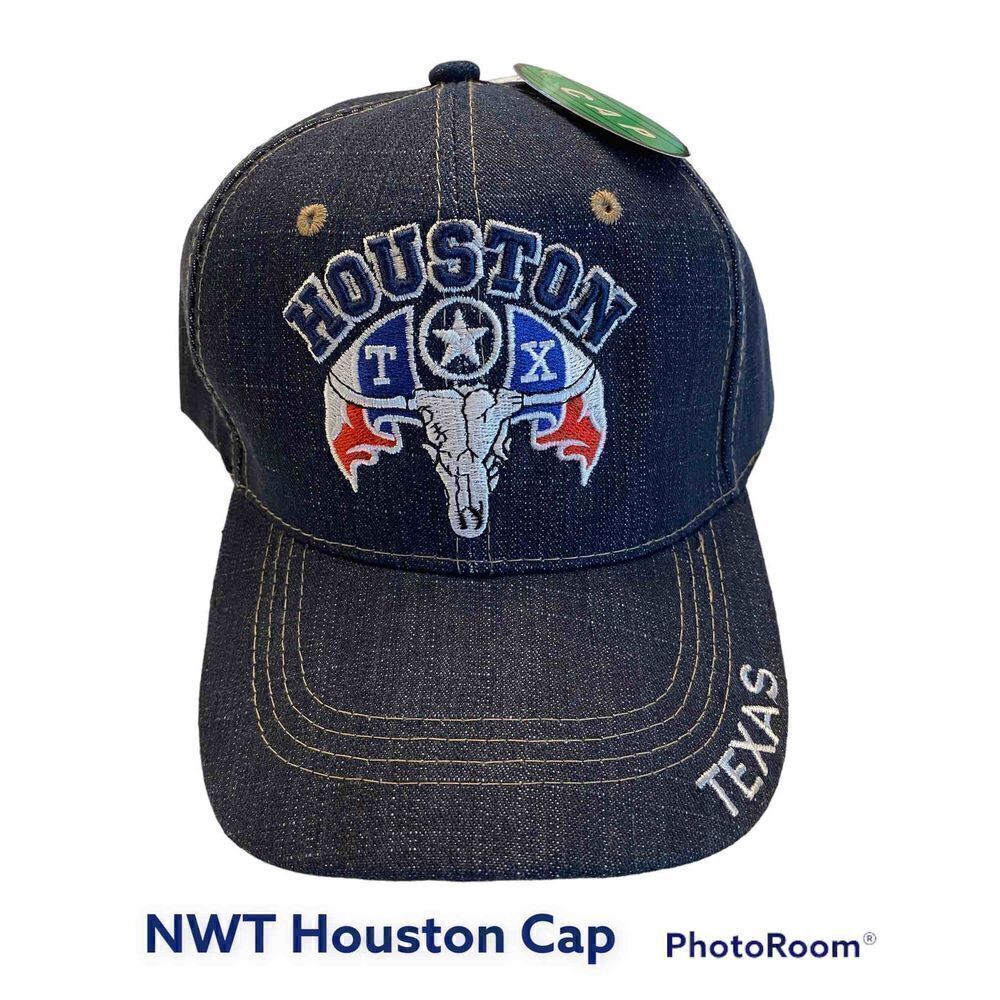 NWT OS Woman’s/ Men’s Stylish Houston TX Embroidered Denim Baseball Cap